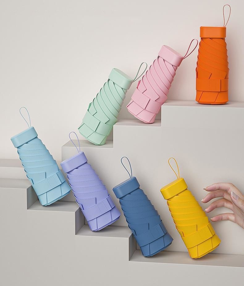 Chic tones & Ultra compact pastel umbrella with case | For rains and sunny day | UV Protection