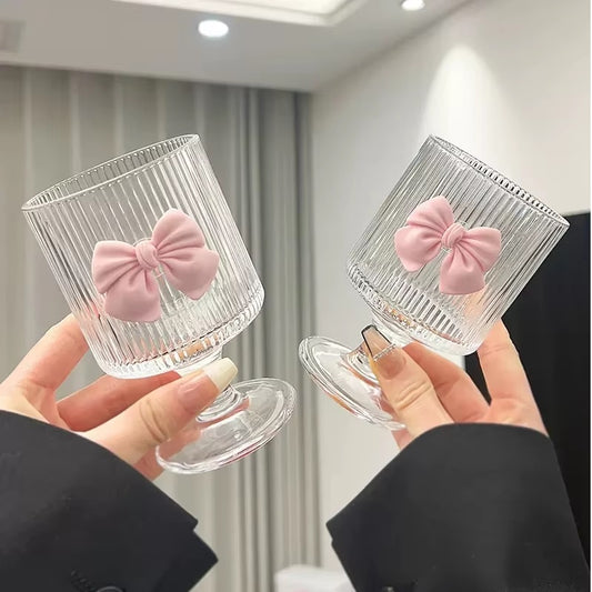 Chic Bowknot clear ribbed glass