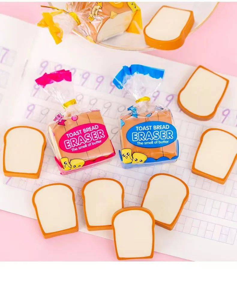 Mini Bread Slice Erasers (4 pcs in a set)