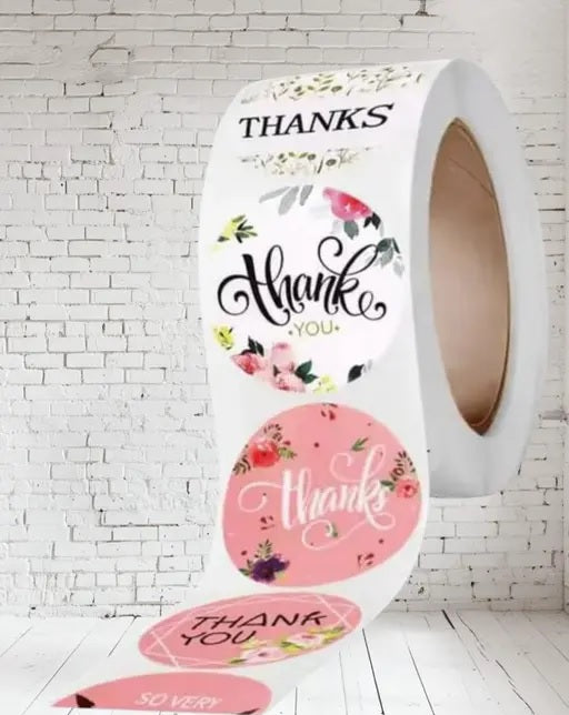 Floral Thank you Stickers 1.5" Inch 500 stickers