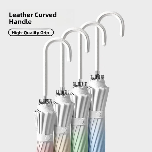 Fresh Gradient Semi Automatic Long Umbrella | UV & Rain Protection