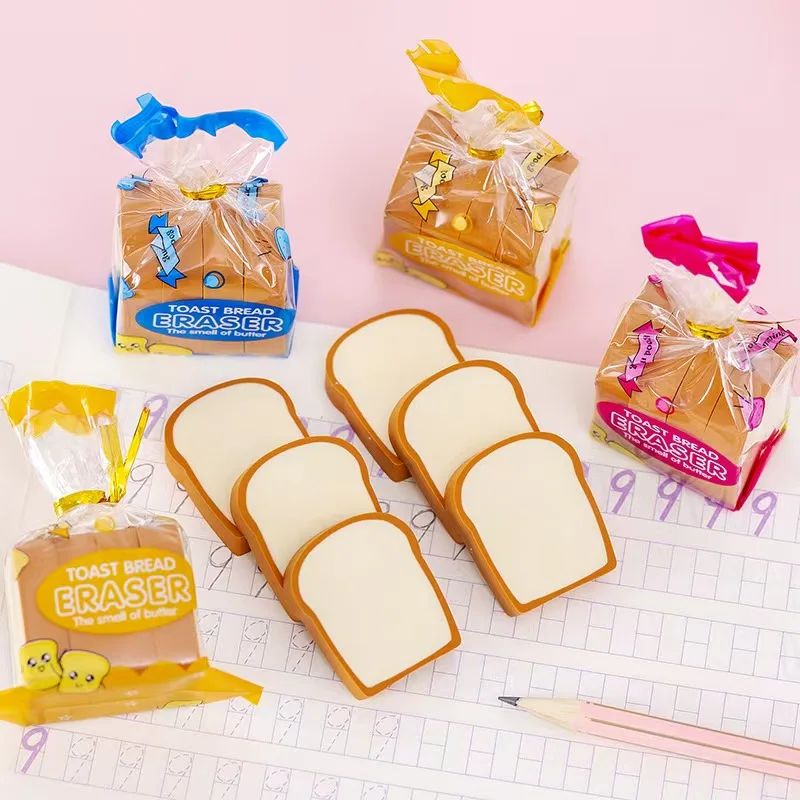 Mini Bread Slice Erasers (4 pcs in a set)