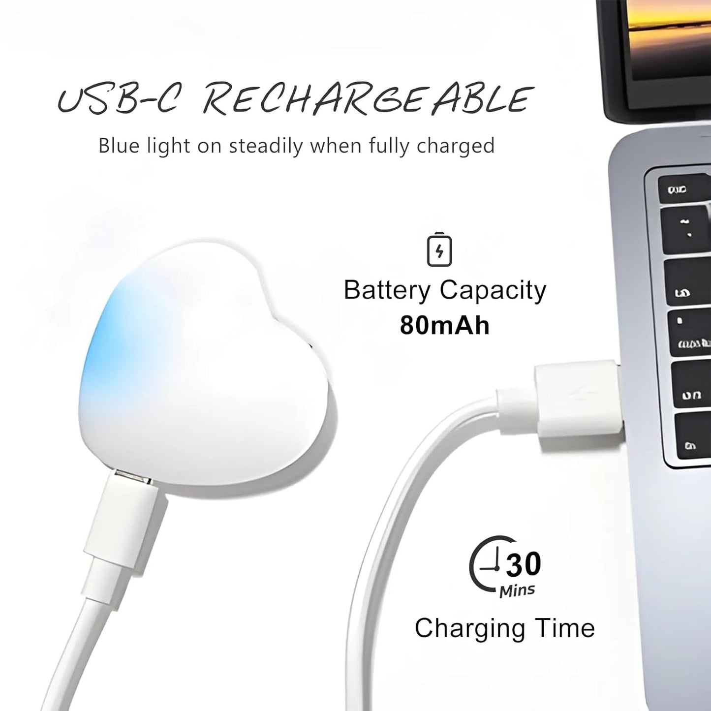 Heart Glow Touch-Sensor Rechargeable LED Handbag Light