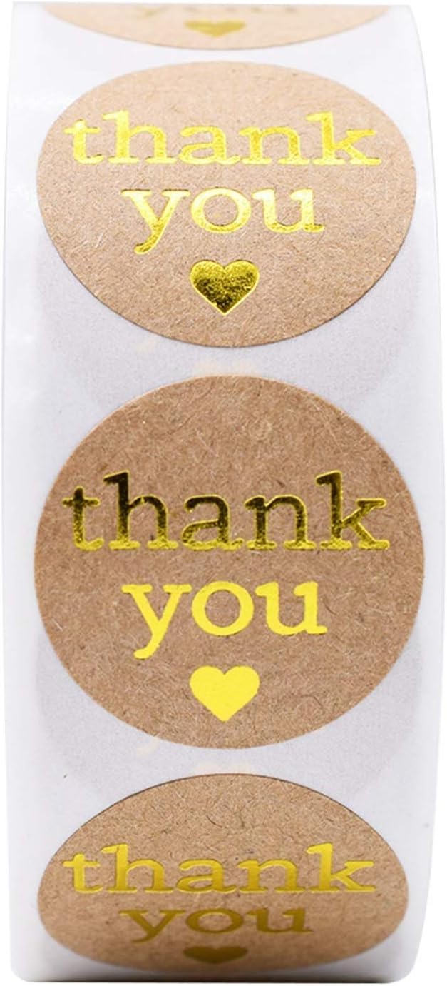 Gold foiled Thank You stickers | 1 inch | 500 stickers