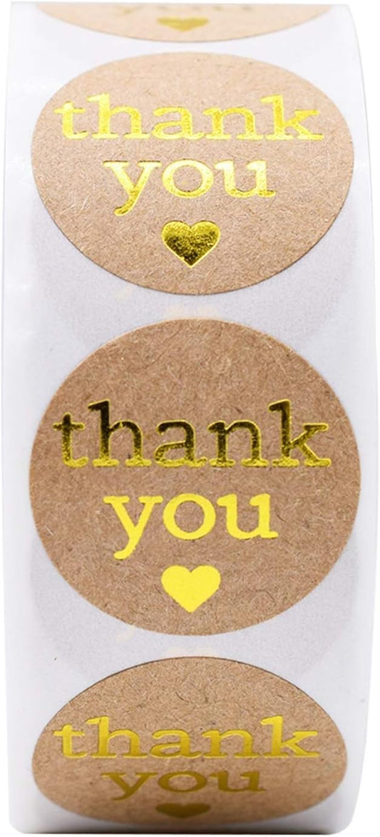 Gold foiled Thank You stickers | 1 inch | 500 stickers