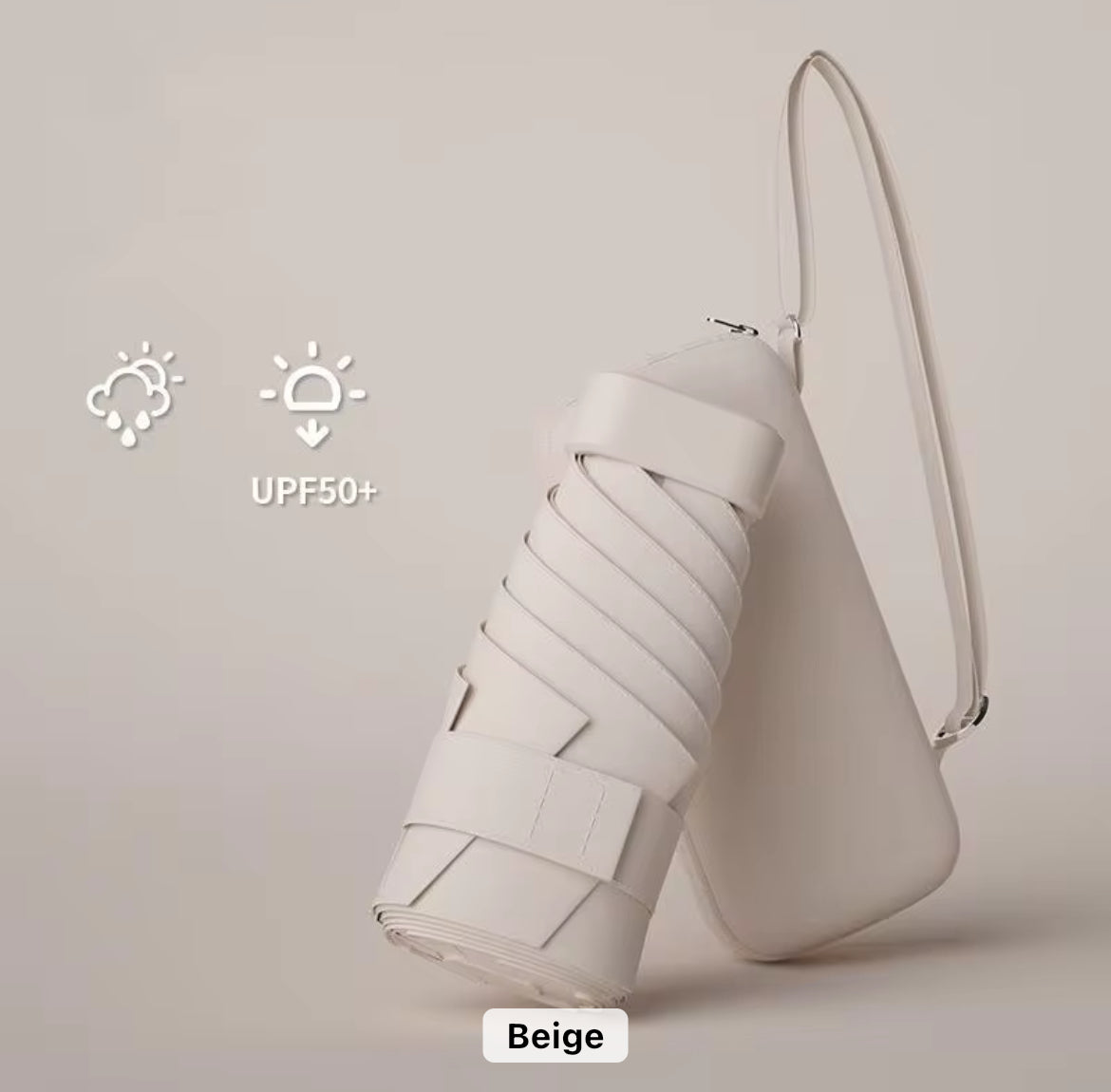 Chic tones & Ultra compact pastel umbrella with case | For rains and sunny day | UV Protection