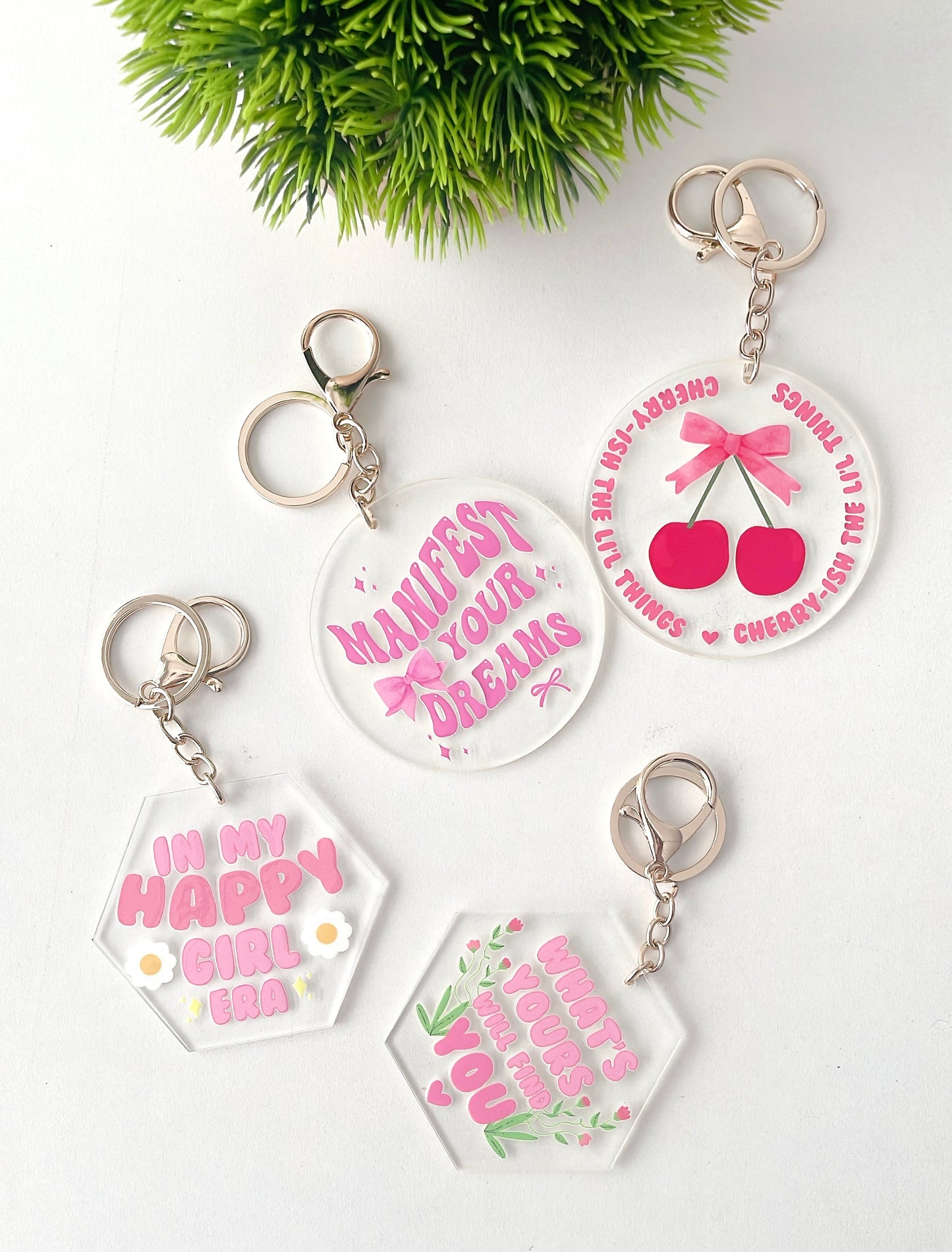 Beautiful Reminders Acrylic Keychains with gold lobster keychain