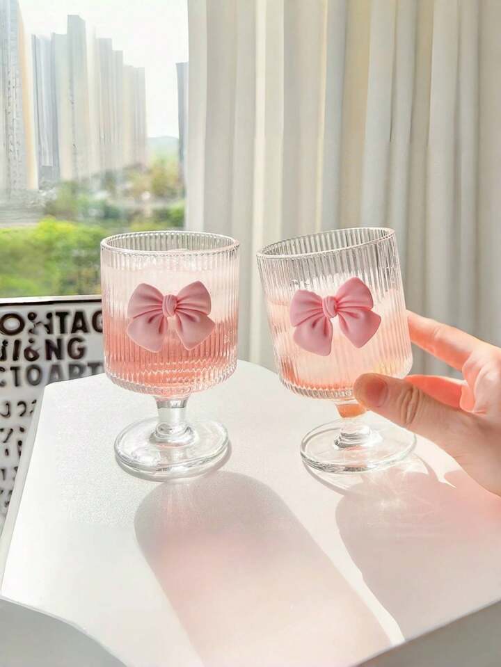 Chic Bowknot clear ribbed glass | Set of 1