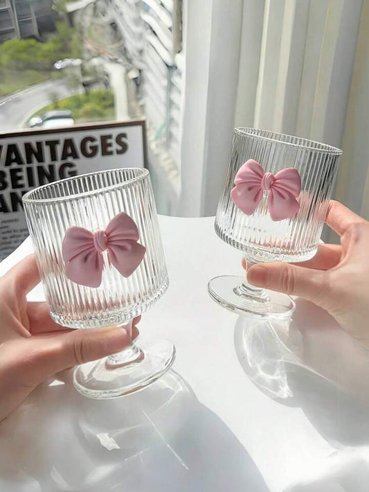 Chic Bowknot clear ribbed glass