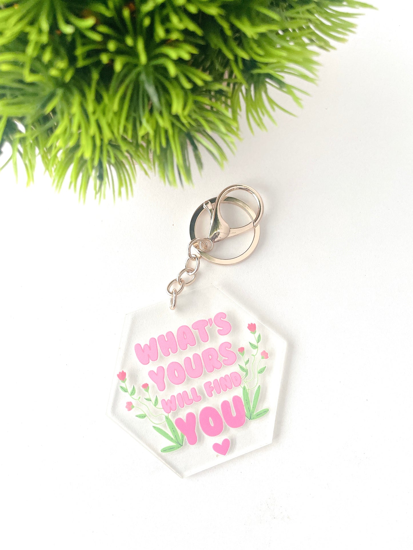 Beautiful Reminders Acrylic Keychains with gold lobster keychain