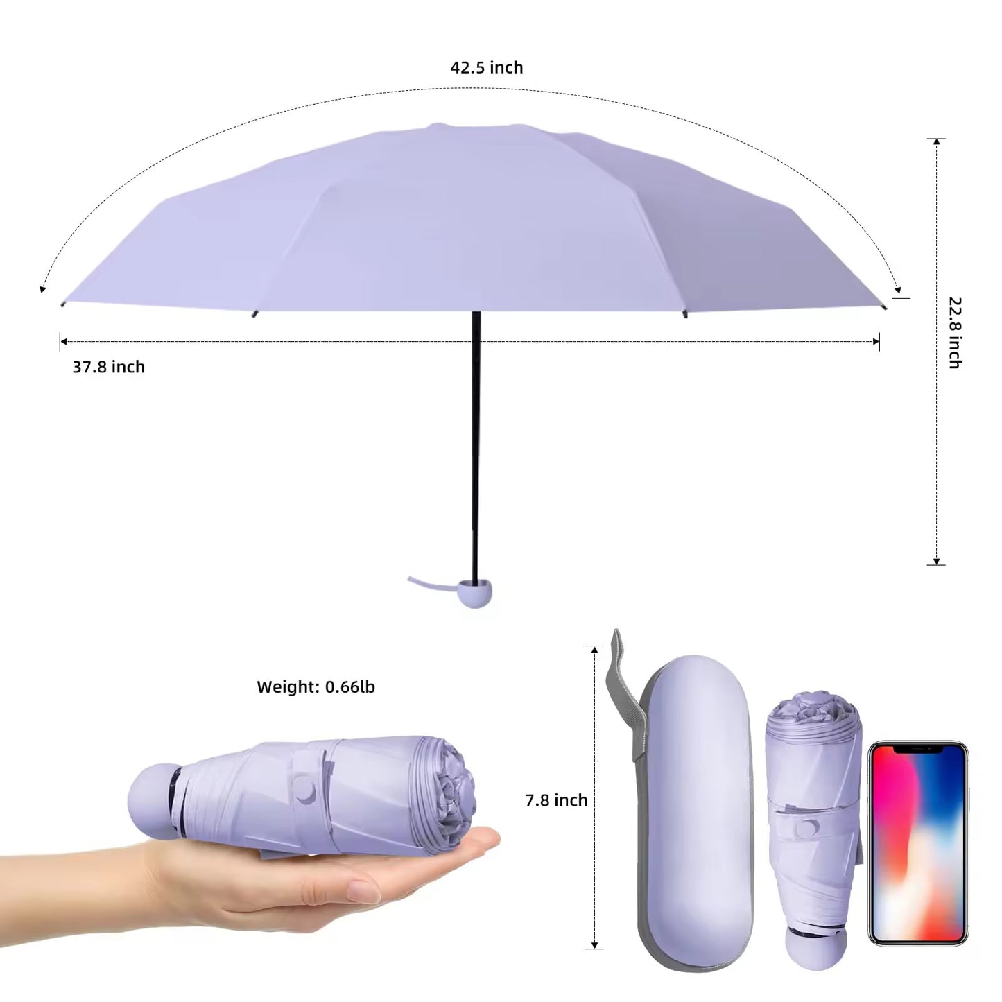 Soft hued pastel capsule umbrella with Box | For rains and sunny day