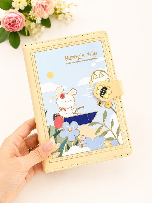 Bunny's Trip A5 Diary Journal with Magnetic Buckle & Bookmark