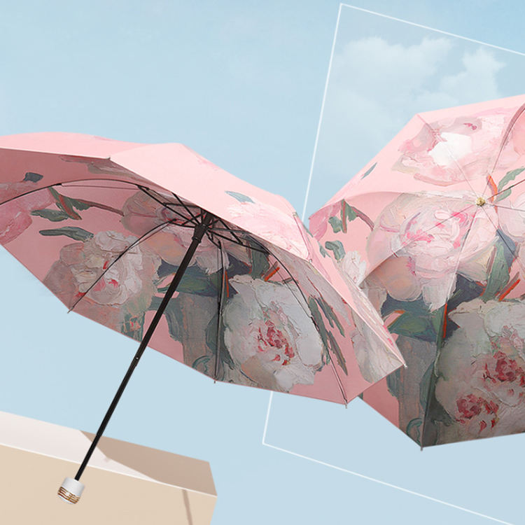 Whispering Flowers Manual 3 fold Umbrella | For rains and sunny day | UV Protection