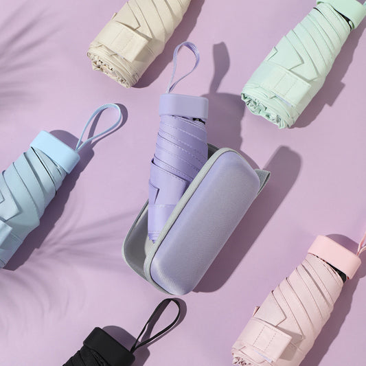 Chic tones & Ultra compact pastel umbrella with case | For rains and sunny day | UV Protection