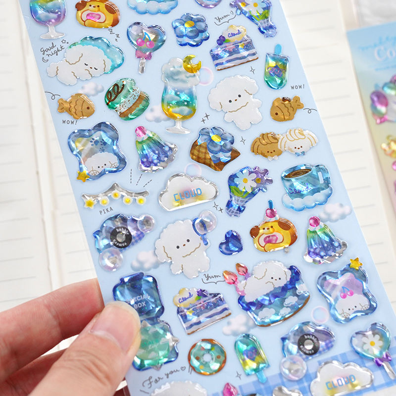 Cute Kawaii 3D Crystal Epoxy Cartoon Animal Stickers