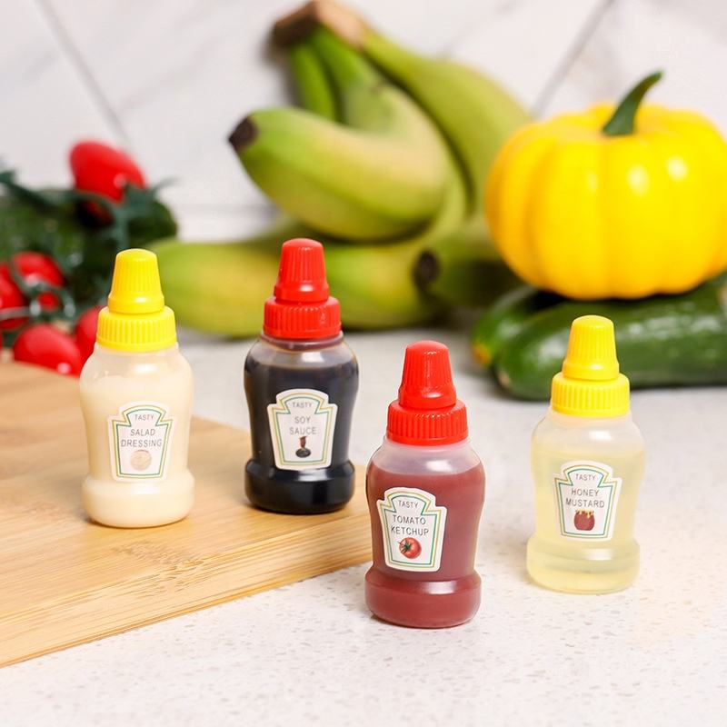 Tiny Tom Refillable Sauce Bottles for Bento, Picnic, or Lunchbox | Set of 2