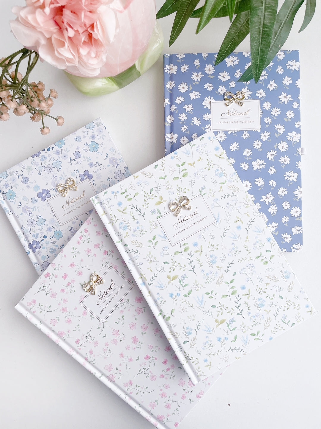 Blossom Whispers Bow charm Notebook with pen loop