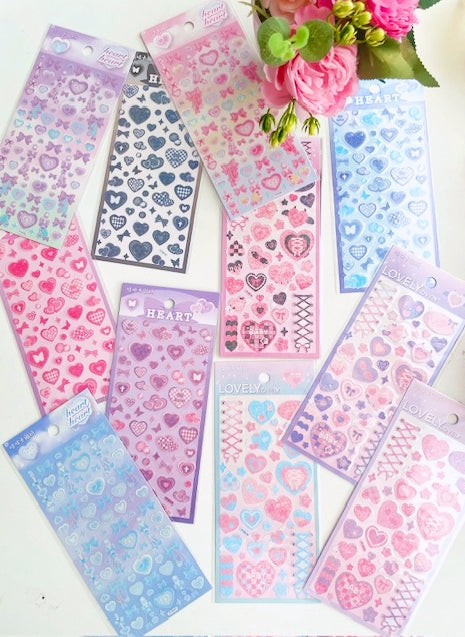 Glitter Love Heart Sticker Set
