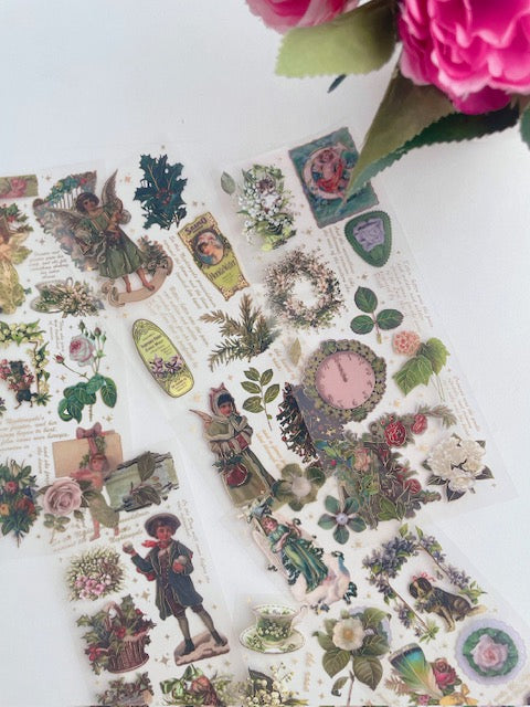 Retro Vintage charm PET sticker set