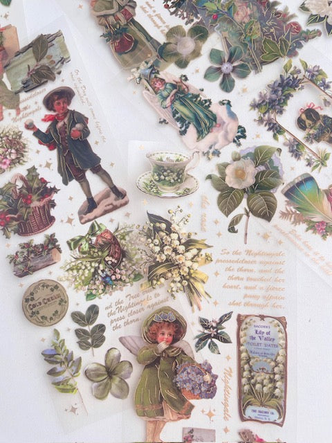 Retro Vintage charm PET sticker set