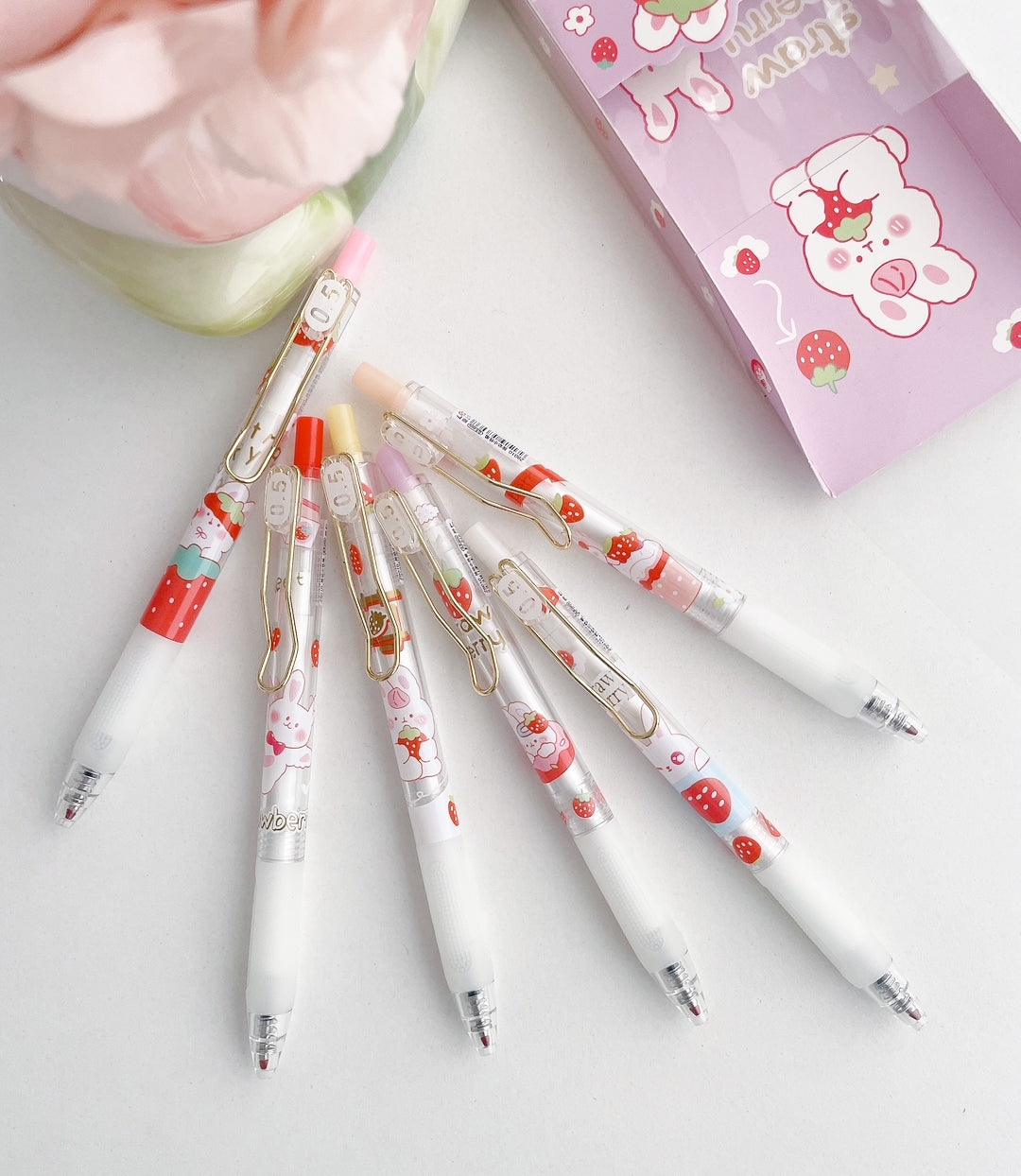 Hello Rabbit Blue Ink Gel Pen Bundle (6 Pcs)