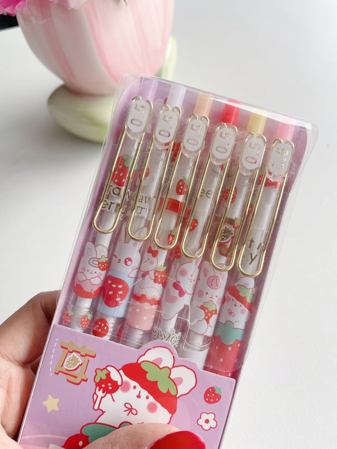 Hello Rabbit Blue Ink Gel Pen Bundle (6 Pcs)