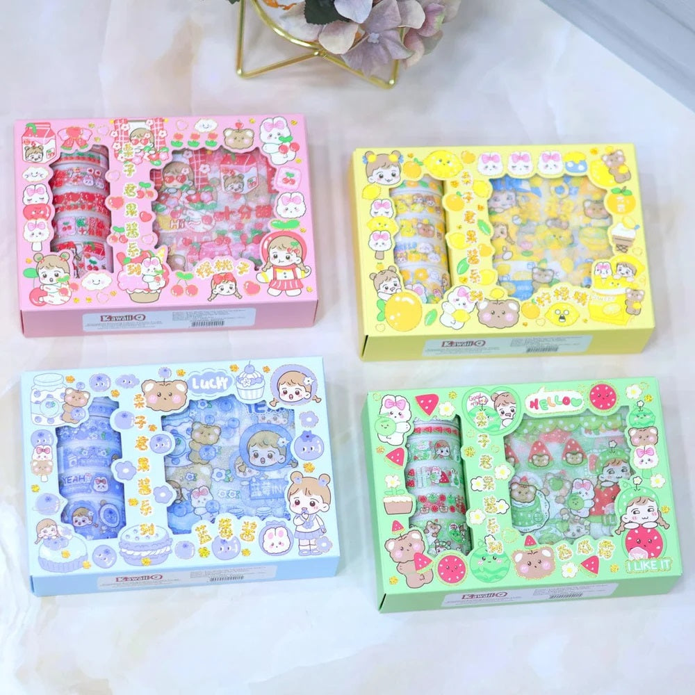 Charming and Colorful Kawaii-Themed Washi Decorative Stickers and Washi Tape