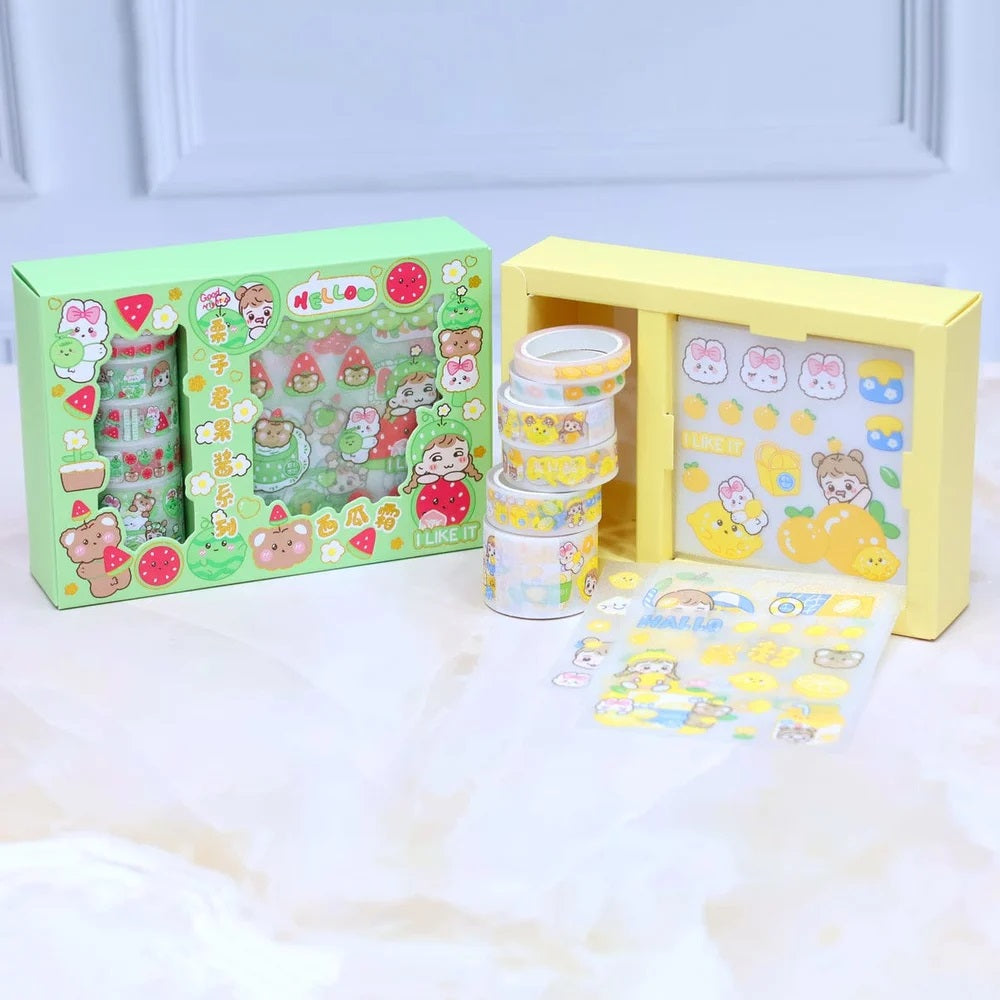 Charming and Colorful Kawaii-Themed Washi Decorative Stickers and Washi Tape