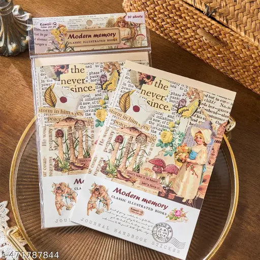 Libro di adesivi fustellati vintage da 45 pezzi, decorazioni per diario Libro di adesivi fustellati vintage da 45 pezzi, decorazioni per diario