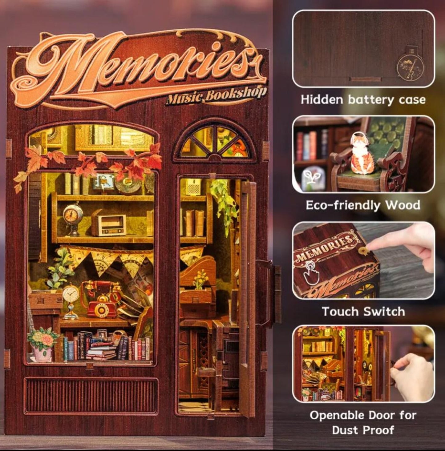 Memories Music Bookshop – DIY Bookstore Miniature Kit for your Bookshelf