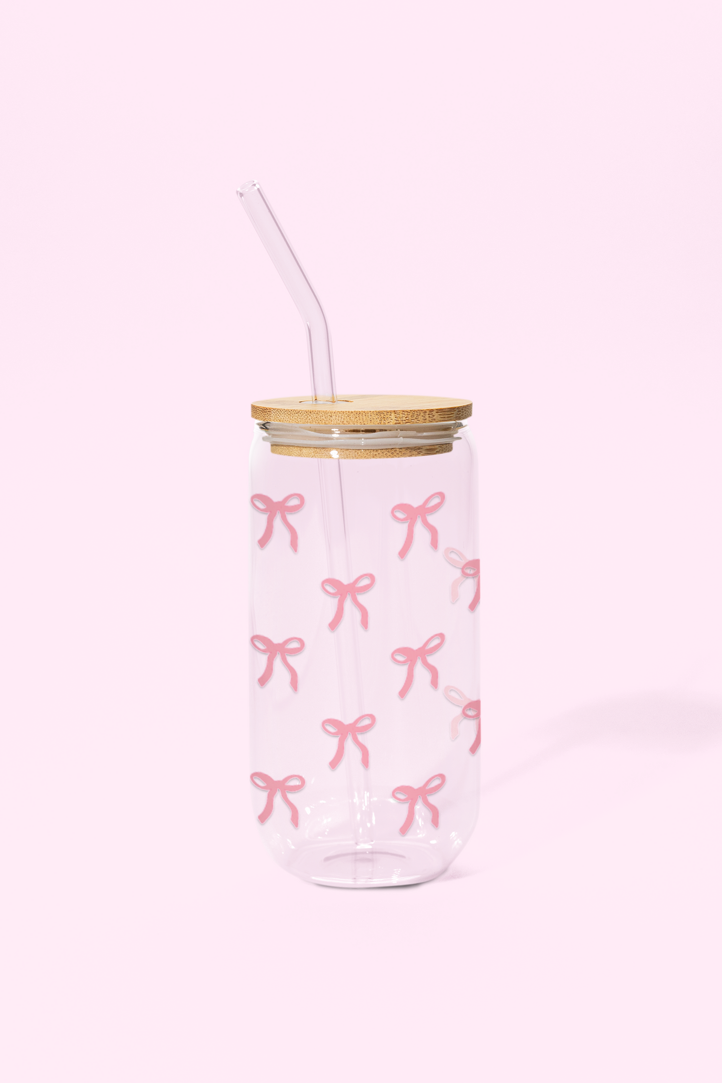 Soft Girl Glass Can Tumbler with bamboo lid & glass straw | 540 ml