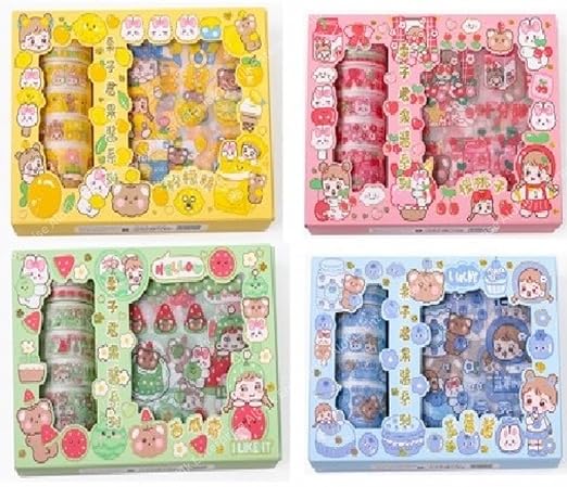 Charming and Colorful Kawaii-Themed Washi Decorative Stickers and Washi Tape