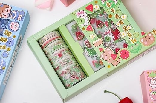 Charming and Colorful Kawaii-Themed Washi Decorative Stickers and Washi Tape