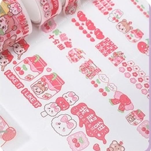 Charming and Colorful Kawaii-Themed Washi Decorative Stickers and Washi Tape