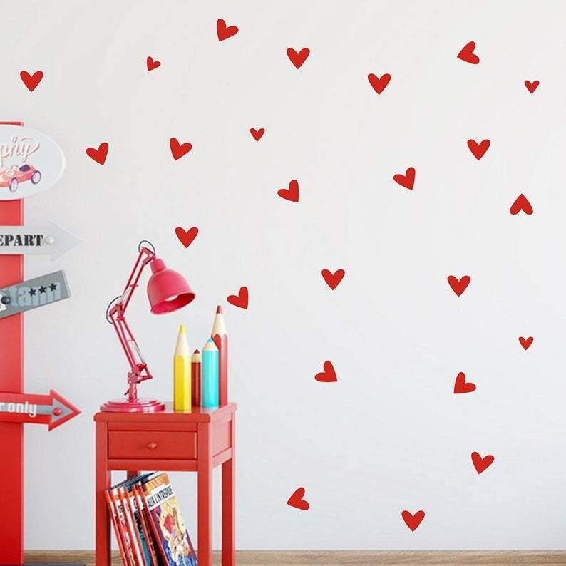 Beautiful Big & Small Heart Wall Decals | Geometric Room Décor | 25 Pcs - Supple Room