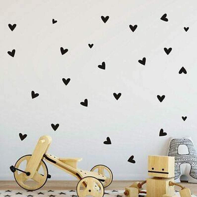 Beautiful Big & Small Heart Wall Decals | Geometric Room Décor | 25 Pcs - Supple Room