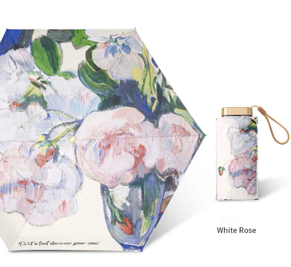 Beautiful Oil Painting effect 6 fold umbrella with pouch | For Rains & sunny day - Supple Room