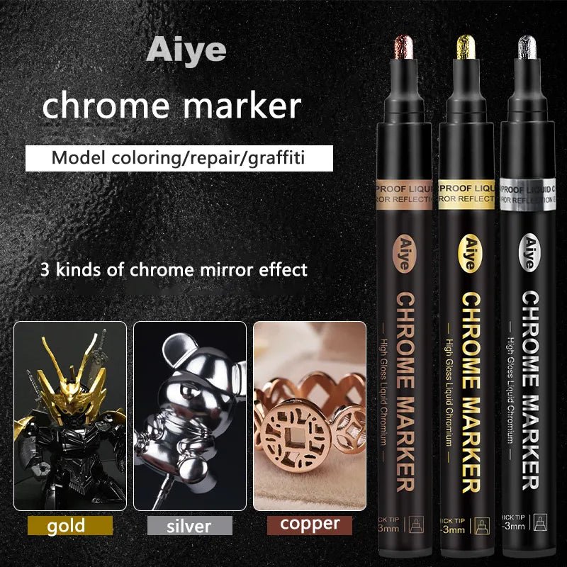 High Gloss Liquid Chrome Reflective mirror effect Marker pen | Gold/Rose gold/Silver - Supple Room