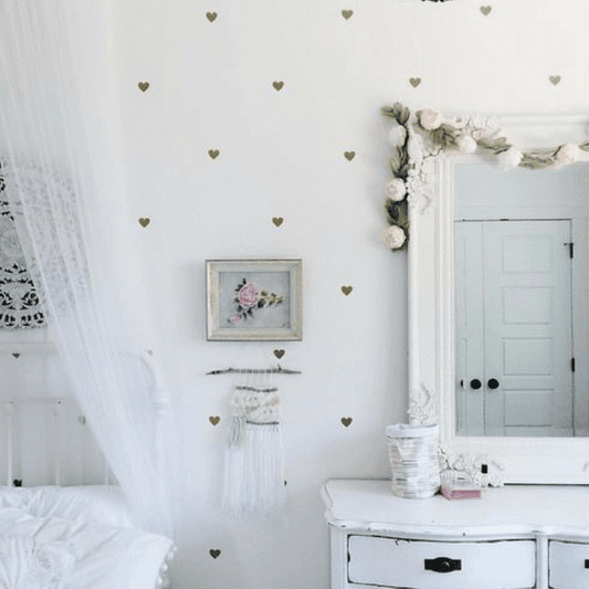 Pretty Heart Wall Decals | Geometric Room Décor | 12 Pcs - Supple Room