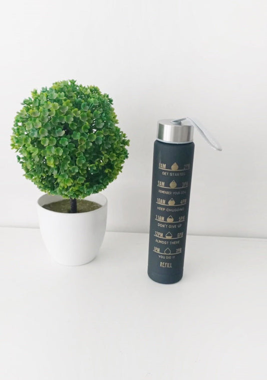 Stylish Noir Time marked bottle for Home/School/Office/Gym/Travel | Non Toxic & Leakproof - Supple Room