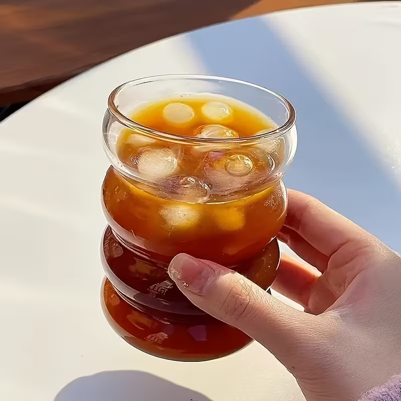 Soft Bubble Minimal Glass Tumbler | 450 ML