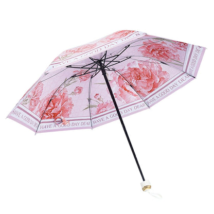Whispering Flowers Manual 3 fold Umbrella | For rains and sunny day | UV Protection