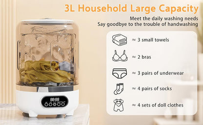 Blush Wash 3-in-1 Cordless Mini Portable Washing Machine with Spin Basket | 3 Litre