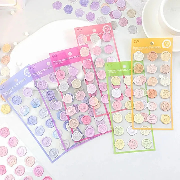 Pastel Faux Wax Seal Sticker Sheet | Set of 3