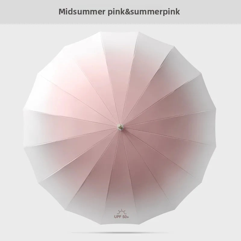 Fresh Gradient Semi Automatic Long Umbrella | UV & Rain Protection