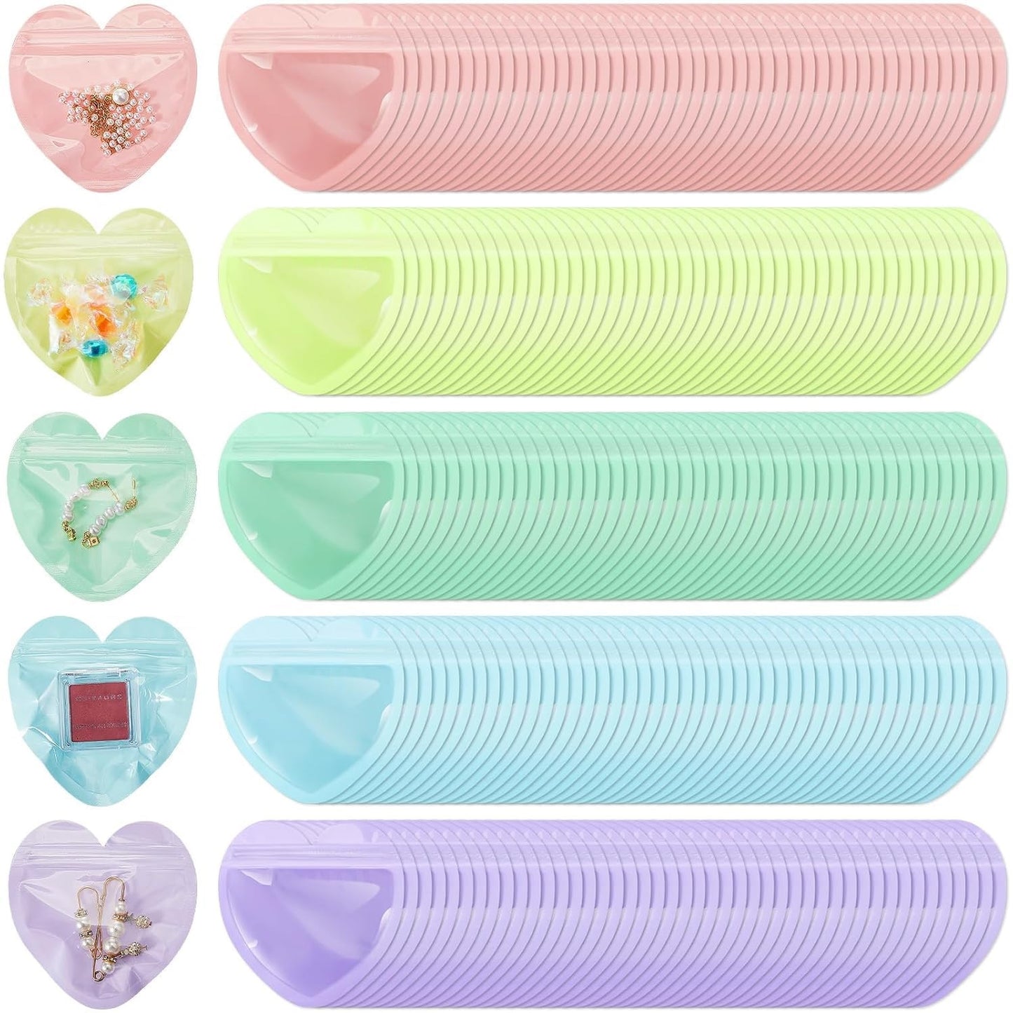 Cute Heart shaped clear pouches for jewellery/candies packaging | 3.3x2 inches