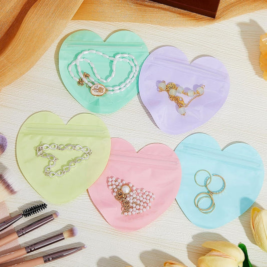 Cute Heart shaped clear pouches for jewellery/candies packaging | 3.3x2 inches