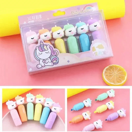 Unicorn Highlighter Marker Pen |  Pack of 6