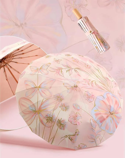 Sweet Bloom Umbrella with Pouch- UV Protection | Windproof