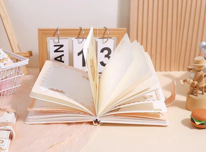 Cute Bread Bear A5 Daily Planner Journal  | PU Leather Diary with Magnetic Closure